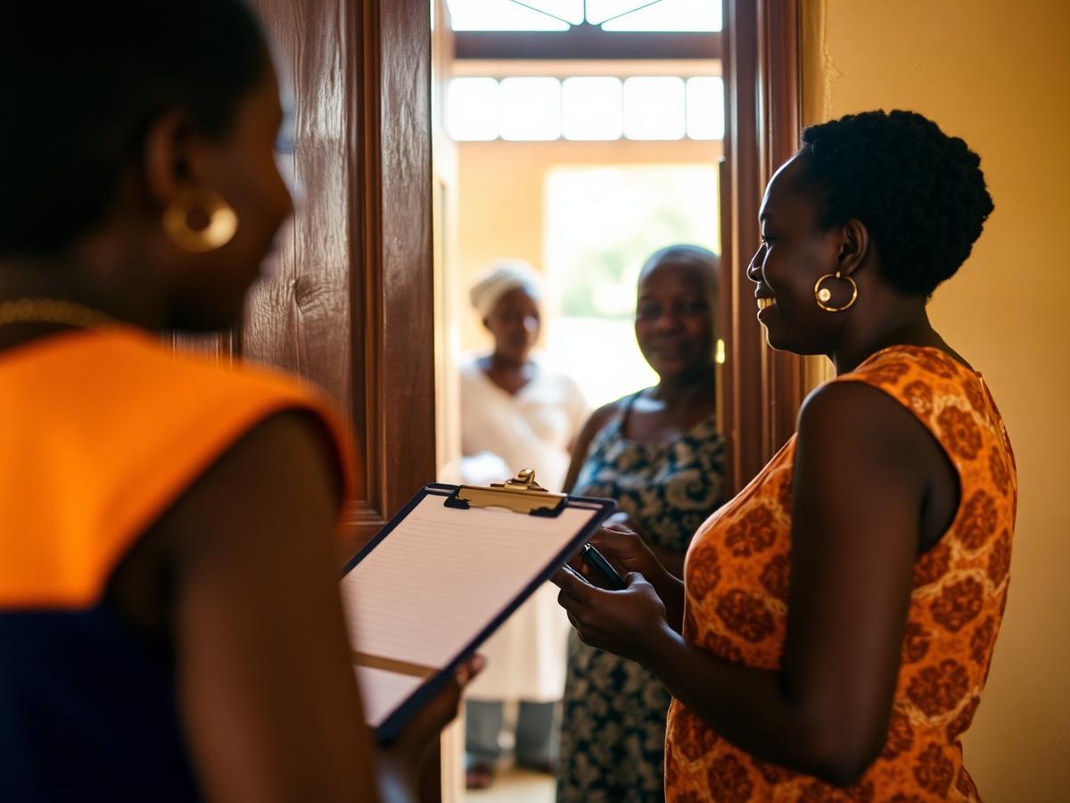 Care coordinator making a supervision visit to a client's home